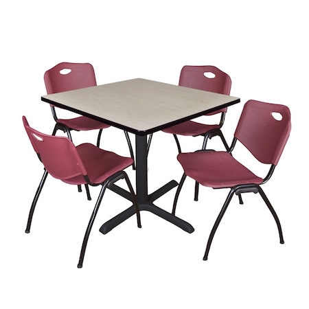 Cain Cain Square Table & Chair Set, Wood, Metal, Plastic Top, Maple TB3636PL47BY